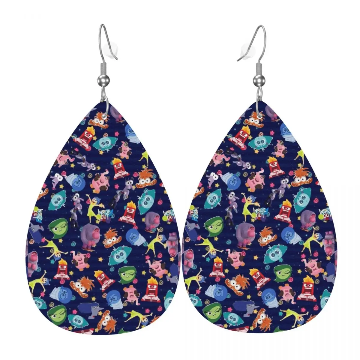 

Custom Inside Out Cartoon Leather Teardrop Earrings for Women Leather Earrings Fashion Lightweight for Parties Holidays