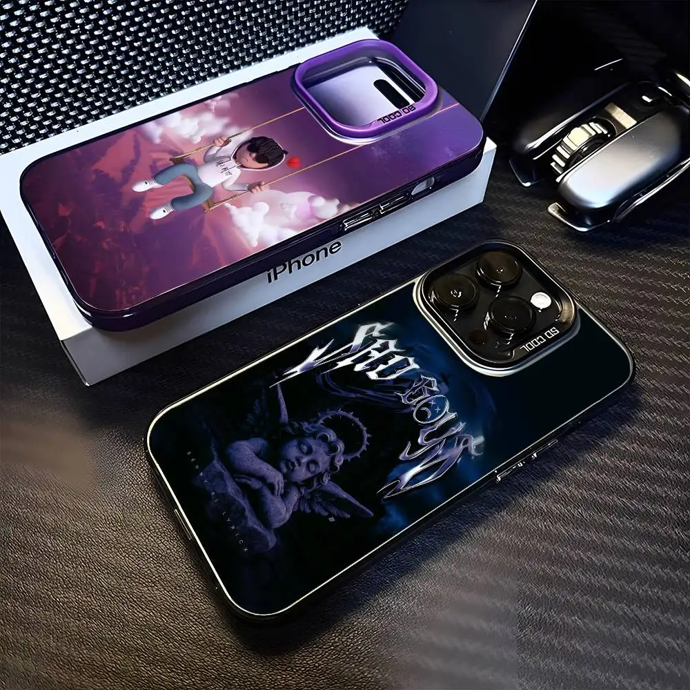 حافظة هاتف J-Junior H $AD BOYZ 4 LIFE لهاتف iPhone17,16,15,14,13,12,11 Plus، Pro Max غطاء مقاوم للصدمات باللون الأرجواني غير اللامع