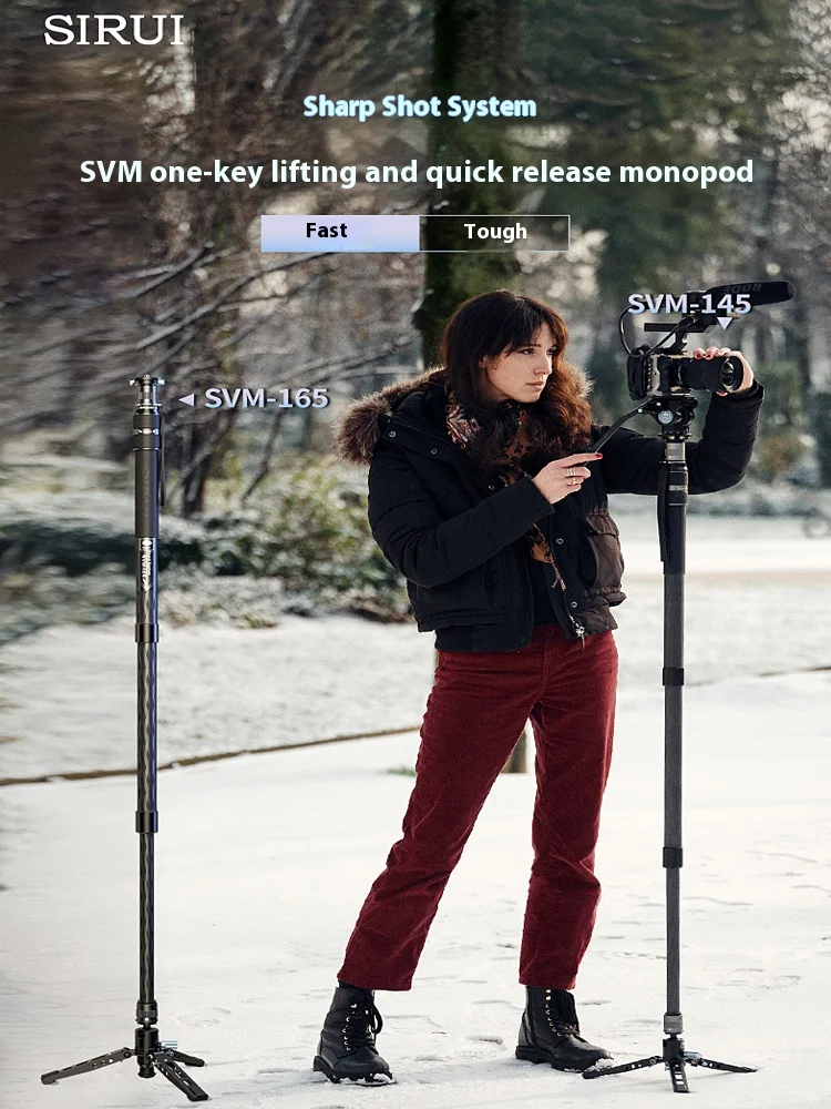 SIRUI SVM-165 SVM-145 SVM-E One-Step Height Height Adjustment Video Tripod Carbon Fiber Monopod for Iphone Sumsang Camera Tripod