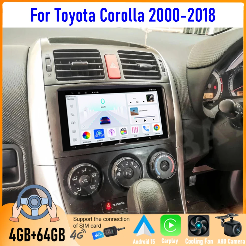 7''For Toyota Corolla 2000-2018 Car Radio Android GPS Navi Head Unit Carplay Apple Android Bluetooth Camera Google Map FM Stereo