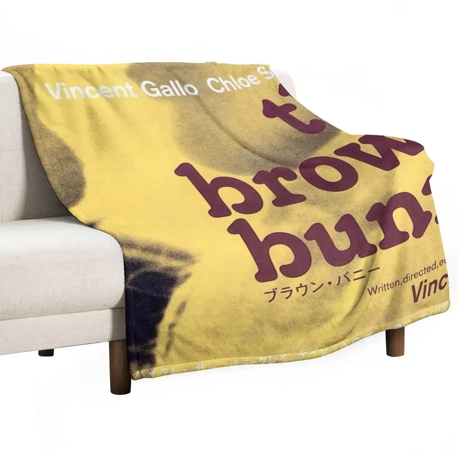 

The Brown Bunny Japanese Poster Throw Blanket Summer Beddings Plaid on the sofa Flannel Fabric Blankets