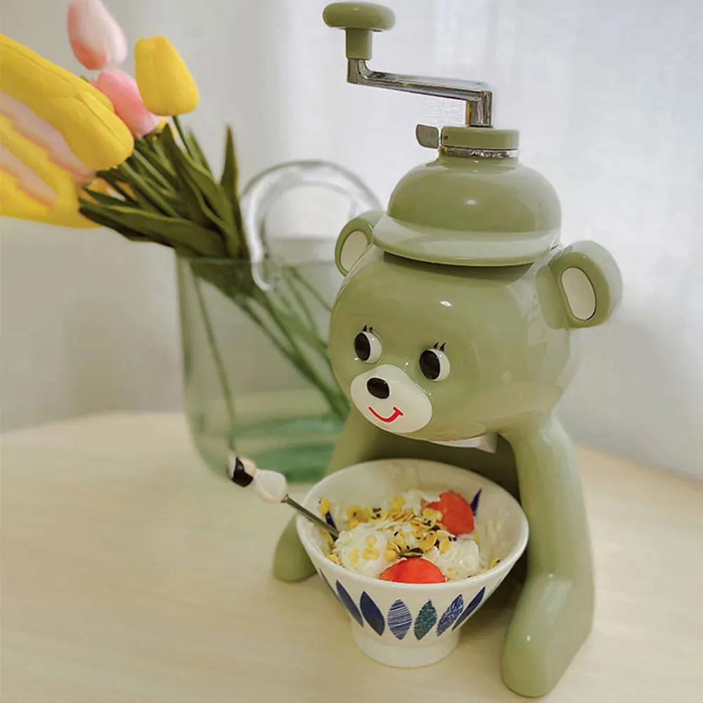 Bear Shaved Ice Machine Home Small Hand-Cranked Cute Smoothie Machine Manual Crushed Ice Children's Hail Ice Machine