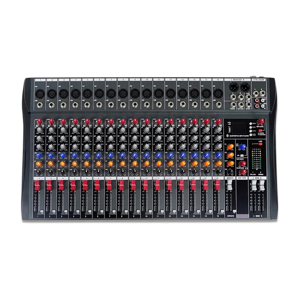Professional Effect Equalizer Studio Record 6 8 12 16 Channel Music Mixer Sound Card Audio Karaoke USB Interface Mixing Console