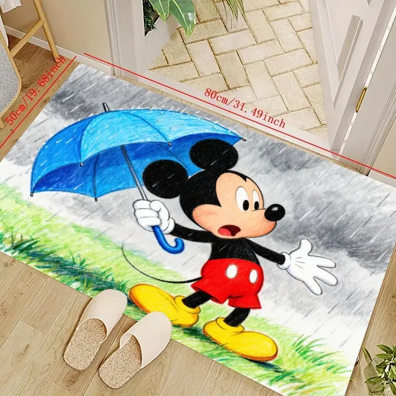 

1 шт., классический коврик Disney с Микки Маусом, дождливым днем, зонтик в стиле эскиза, нескользящий впитывающий мультяшный коврик для прихожей,