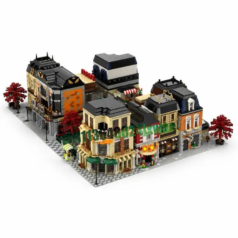 25533 PCS Modular Neighborhood 15 MOCs Street View Model Custom Puzzle Architecture DIY Assembly Educational Toy Popular Bricks