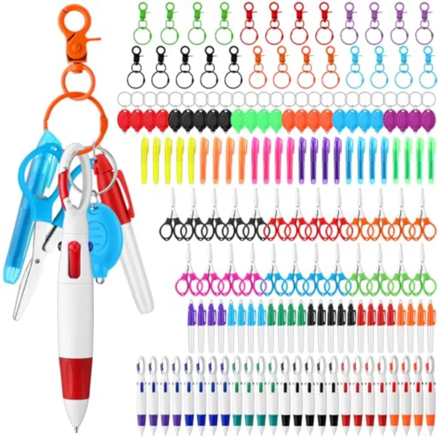 

150 Pcs Nurses Pen Set for Badge Accessories Mini Marker Pen Foldable Scissors Retractable Ballpoint Highlighters LED Flashligh