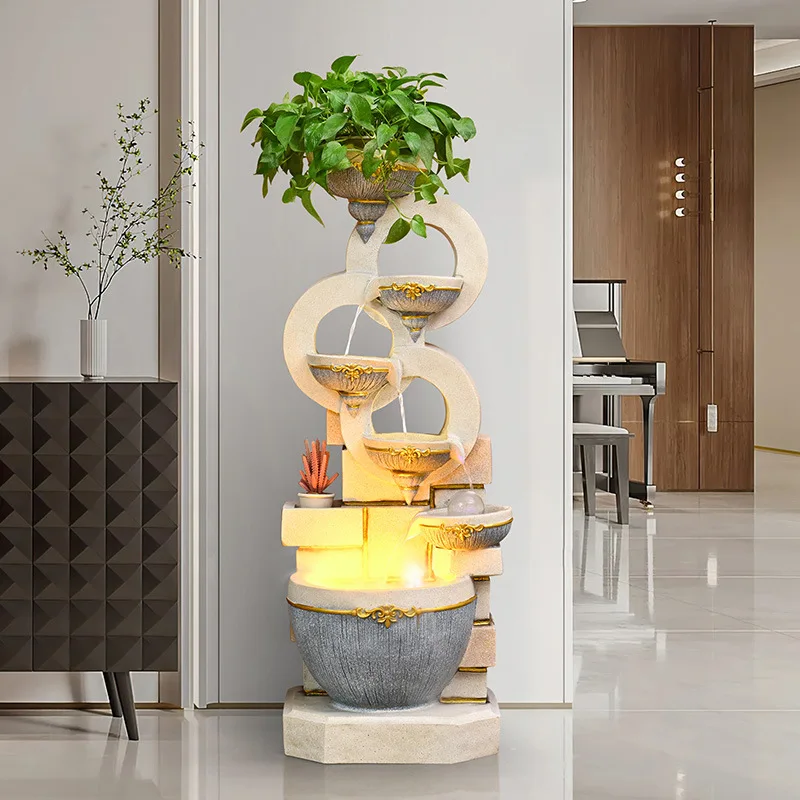 floor-standing decor with flowing water fountain,circulating water humidifier, housewarming gift for new home opening