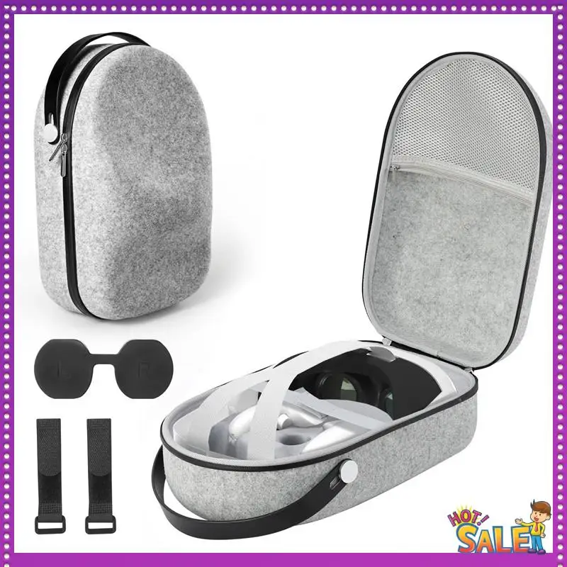 

AA87 VR Carrying Case For Oculus Quest 3 Portable Storage Bag Handlebar Suitcase Travel Box VR Replacement Parts Grey
