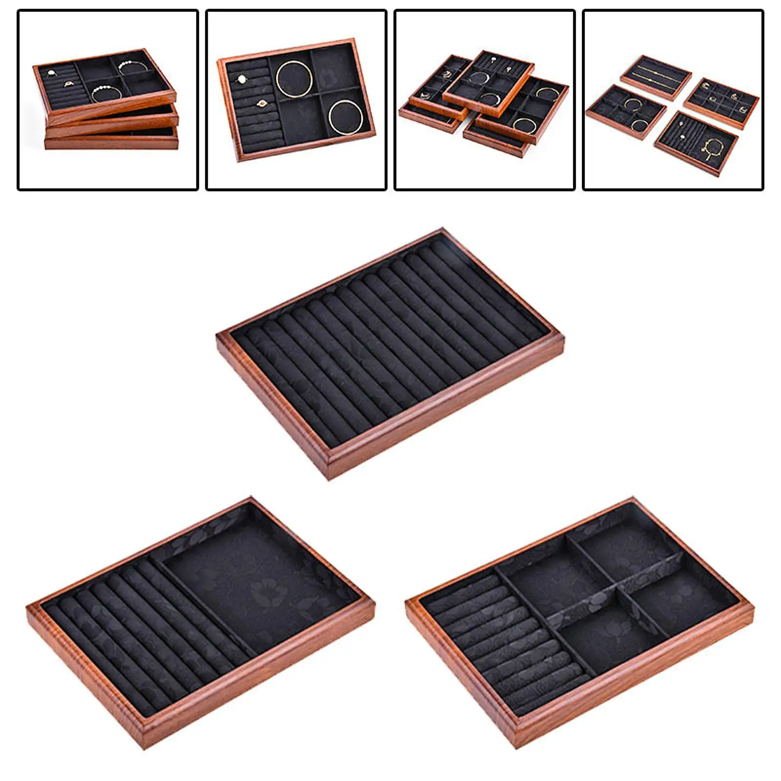 

Wooden Jewelry Tray Decorative Jewelry Organizer for Dresser Drawer Selling