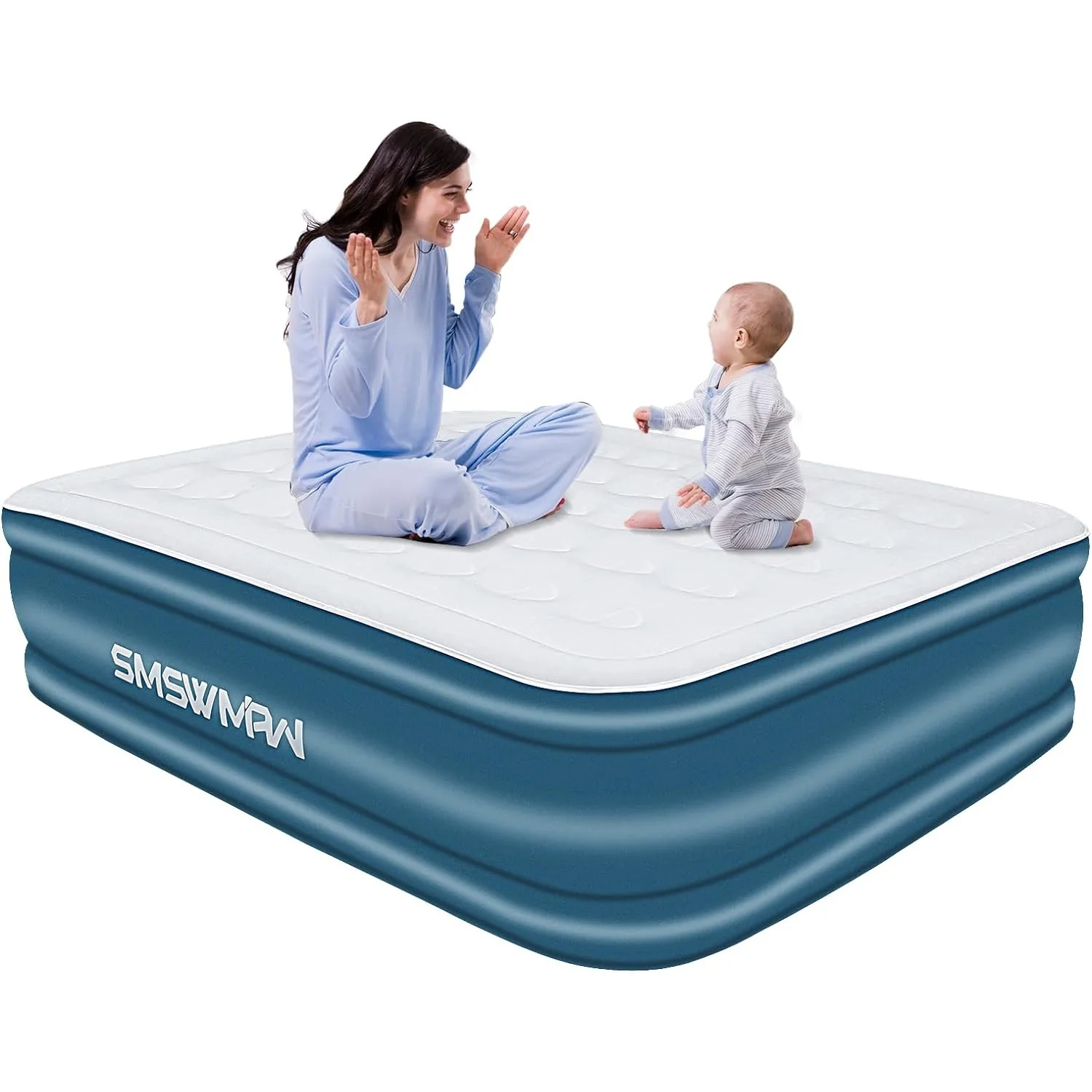 

Queen Air Mattress, Air Mattress with Built in Pump, 18" Elevated Blow Up Mattress Inflatable Bed with Self-Inflation/Deflation