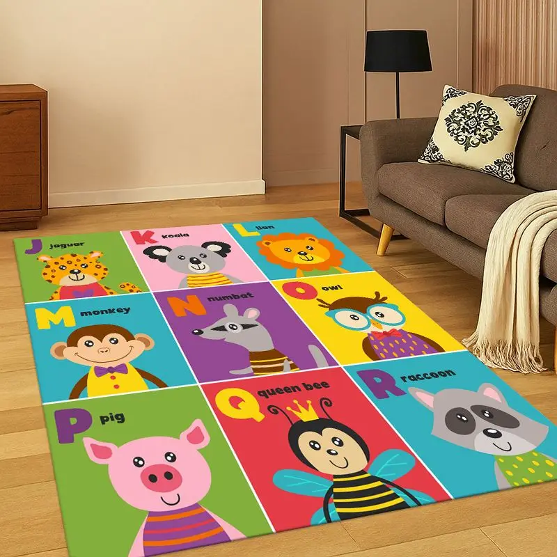 Alphabet ABC Early Education Cartoon Kids Playroom Children Crawling Carpet Rug for Bedroom Living Room Sofa Non-slip Home Decor