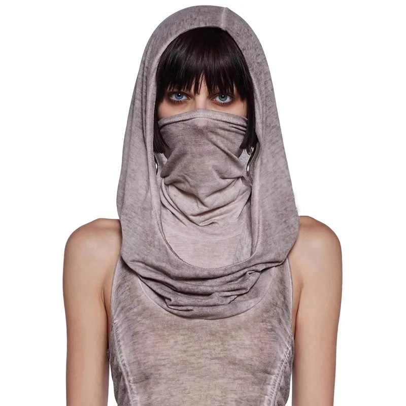 2024  Doomsday waste Wind sleeveless hooded turtleneck dress body chain