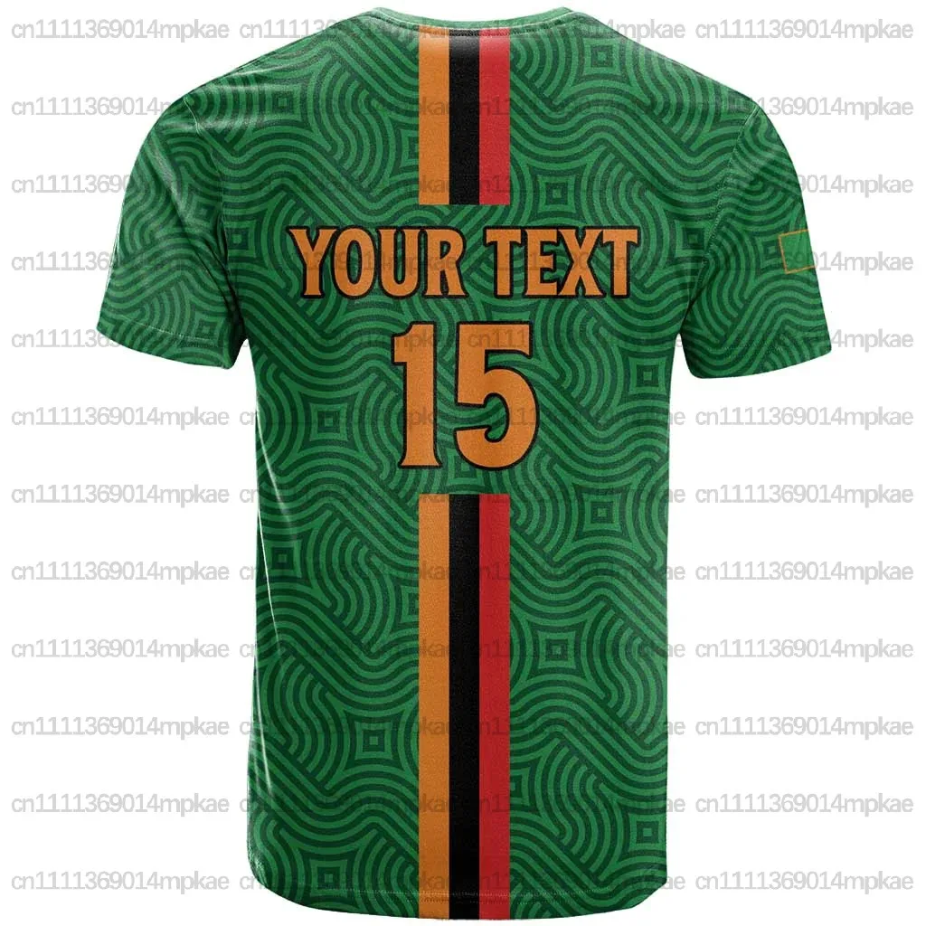 Summer Men's Everyday Versatile Top, Men's Sports Zambian T-Shirt, Fashionable Printed Crew Neck Short Sleeve Top