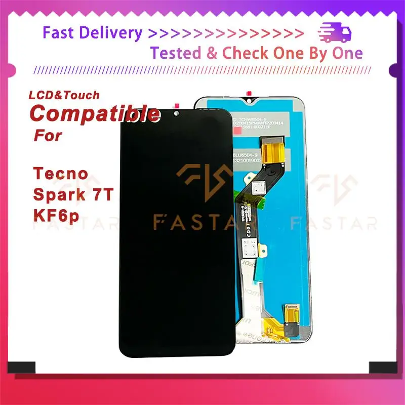 

KF6p 6.52"Tested For Tecno Spark7T lcd KF6p LCD Display Touch Digitizer Assembly Replacement Phone Screen Tecno Spark 7T lcd