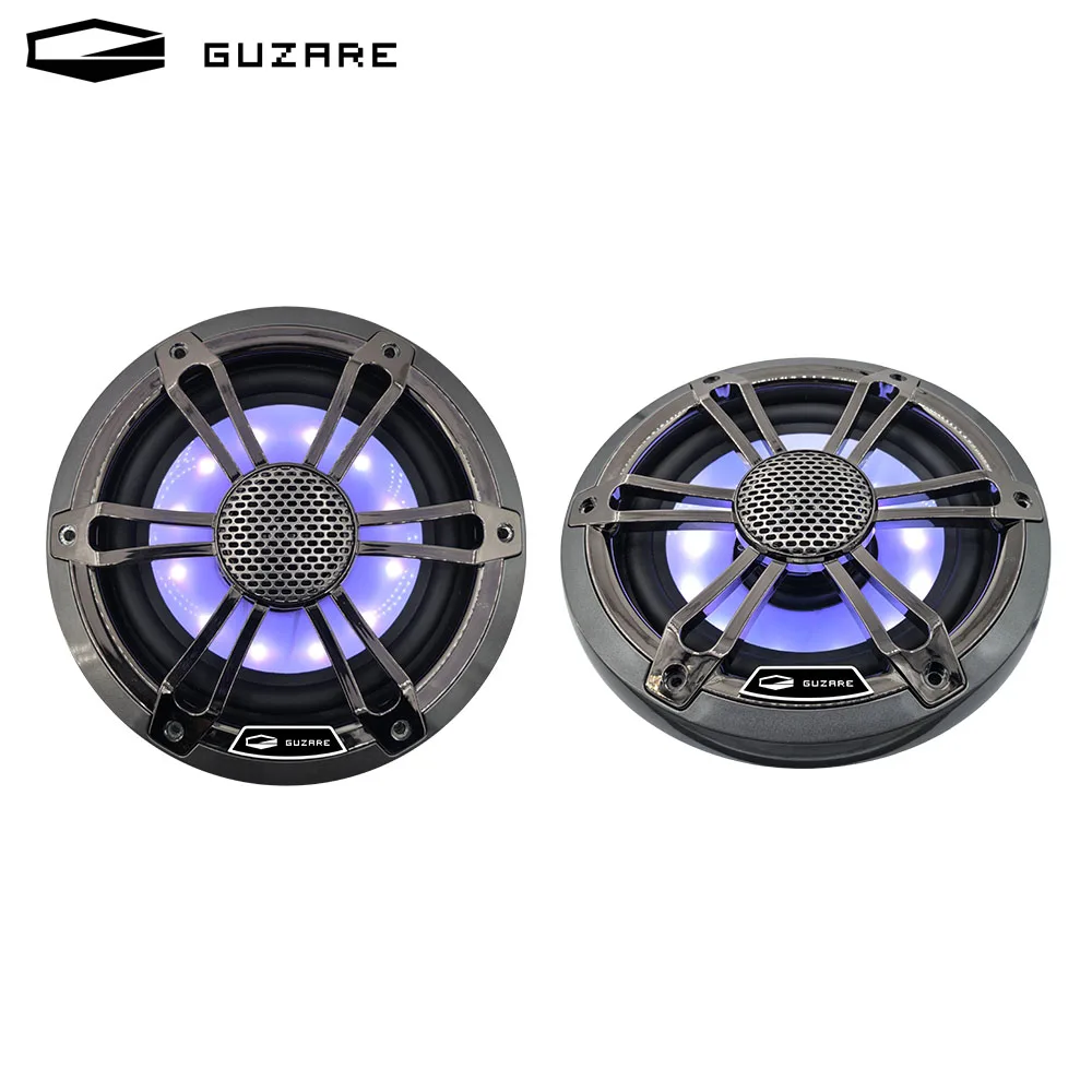 GUZARE Marine RGB Speakers,150Watts*2way,Powerful Sound,IP66 Waterproof,Black/2Pcs,for Boat / Home Music Party