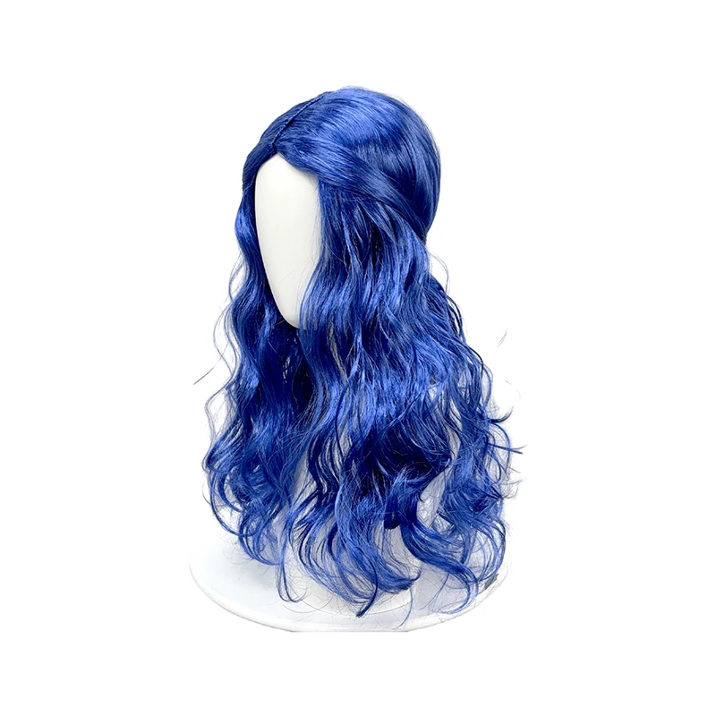 Bright Blue Half Up Long Wavy Wig Synthetic Hair Middle Part Anime Cosplay Halloween Costume Party Full Wigs for Women Girls image 4