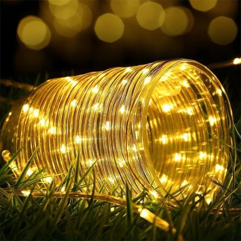 Solar String Lights Outdoor Waterdichte Touw Buis Kleurrijke Verlichting Voor Huis Tuin Kerstvakantie Gazon Decoratie Fairy Lights