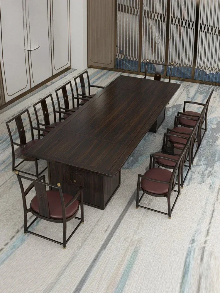 Modern solid wood conference table s and ch airs office business d esks negotiation meeti ng