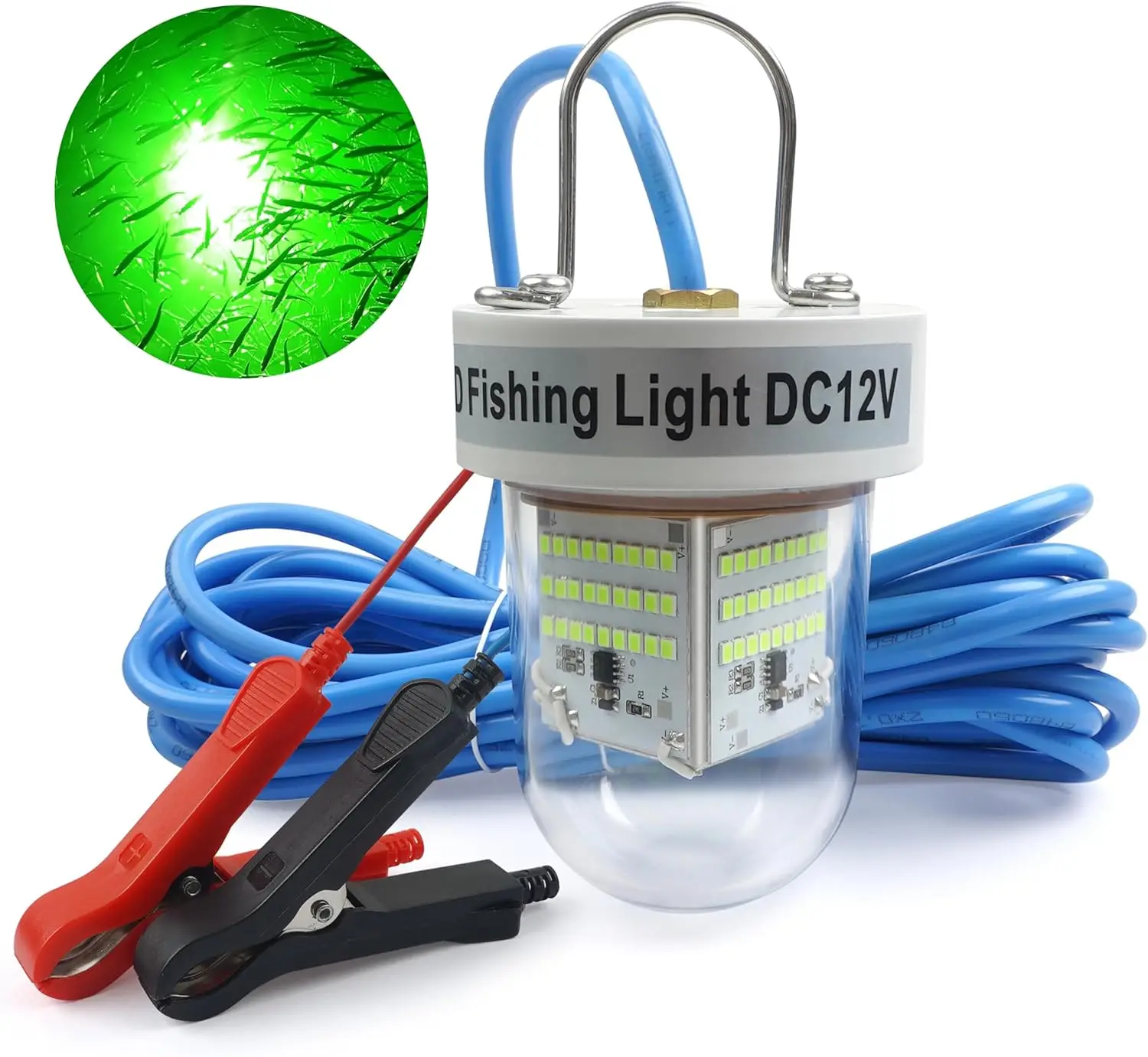 

80W 40000 Lumens Submersible LED Fishing Light 12V DC Green Night Fishing Lamp for Freshwater Saltwater