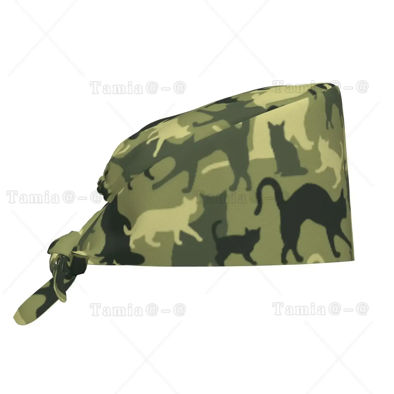 Customized Camouflage Printed Unisex Adjustable Sweatband Cap Elastic Bandage Nurse Work Cap for Cleaning Work