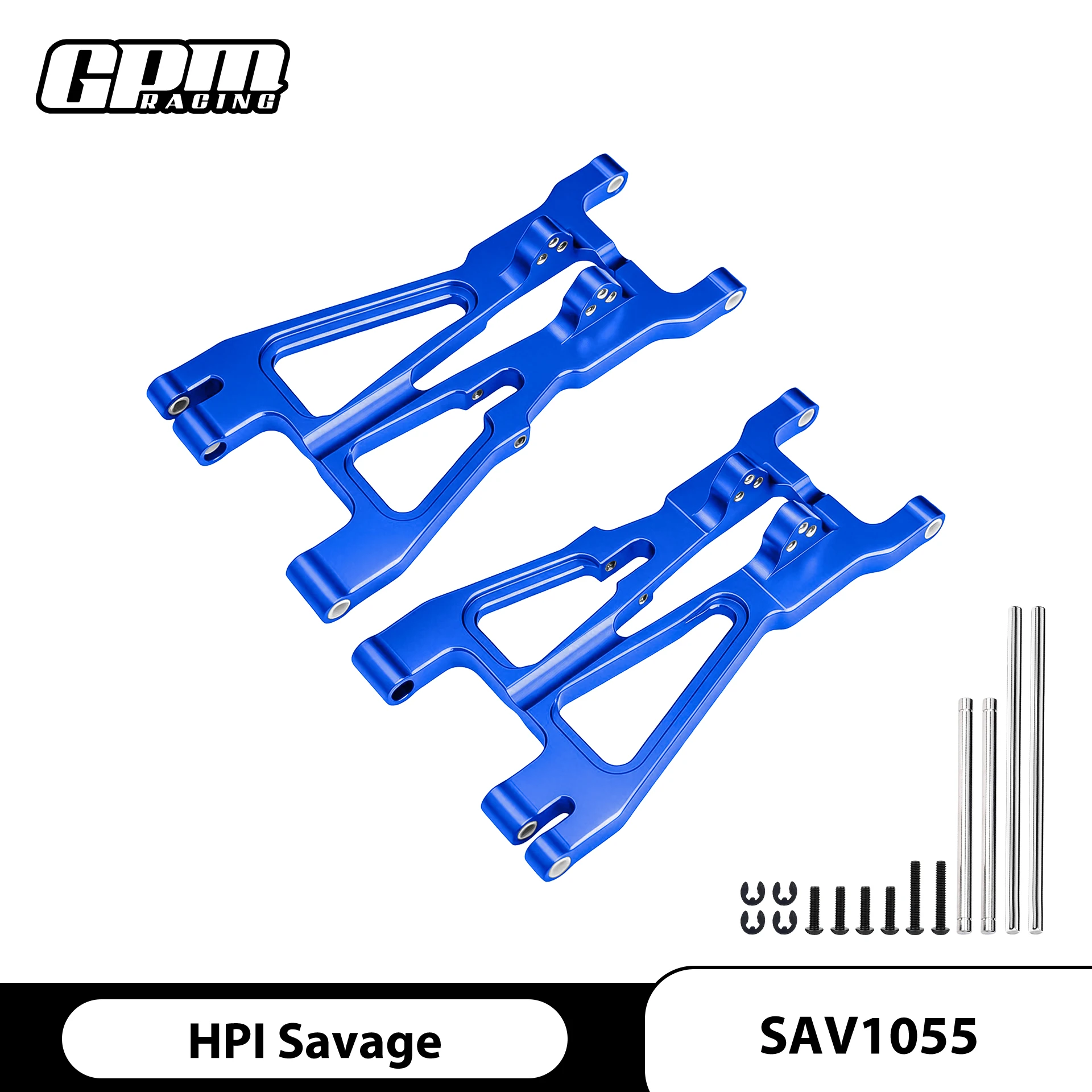 

GPM ALLOY FRONT/REAR ADJUSTABLE LOWER ARM WITH SCREWS & PINS & DELRIN COLLARS HPI 1:8 SAVAGE FLUX