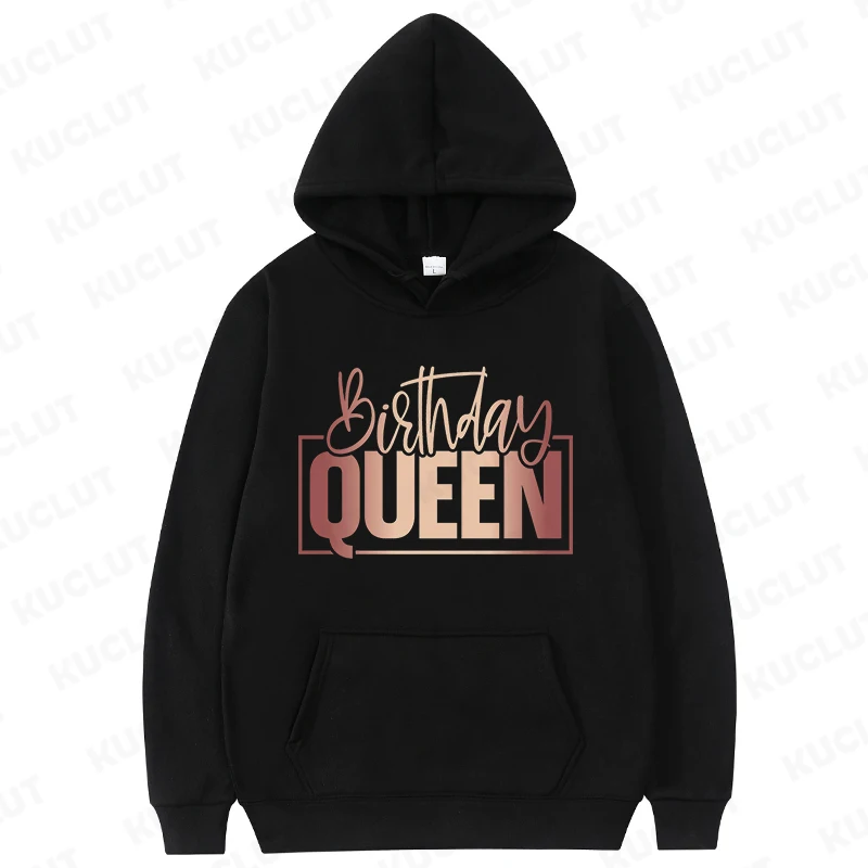 Hoodies Women Autumn Winter Casual Pullover Hooded Sweatshirts Birthday Queen Leopard Printed Fashion Tracksuit Tops Streetwear