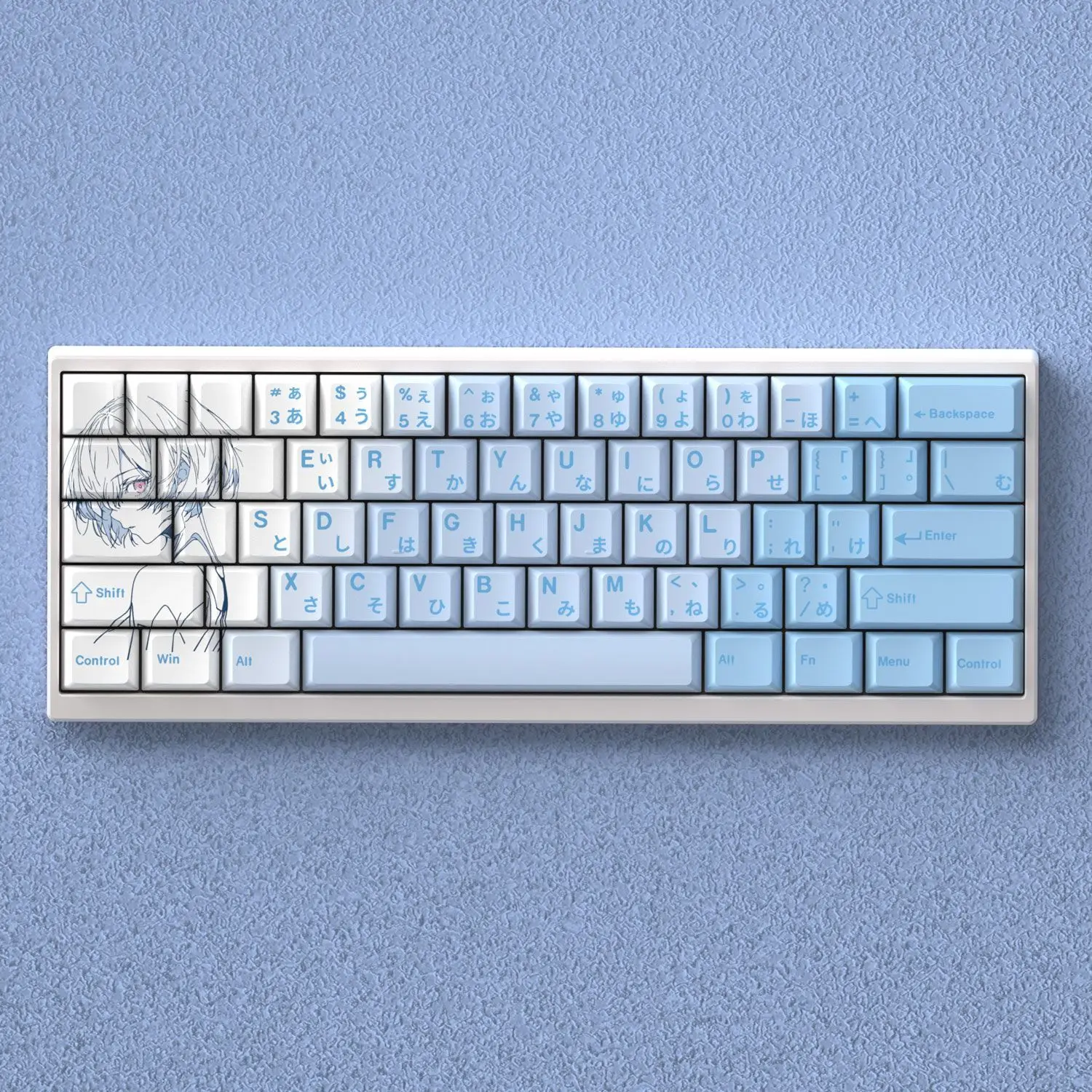 Wenshao Ayanami Rei Keycaps Cherry Profile Pbt Anime Theme Key Cap For 60 65 68 Mechanical Keyboard Keycap Custom Anime Keycaps