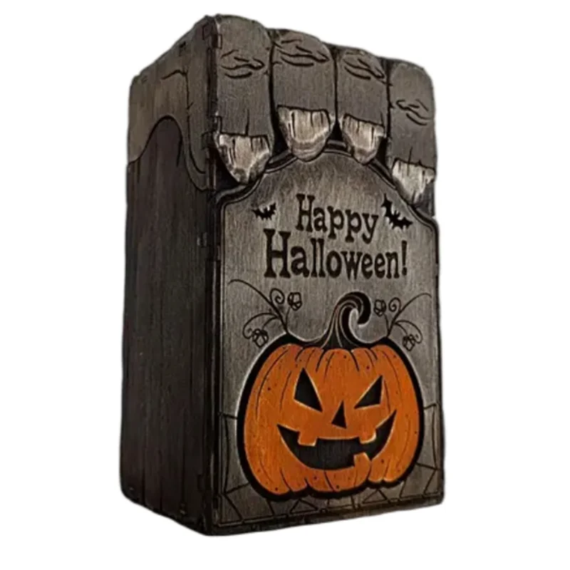 ABNO-할로윈 소품 크리 에이 티브 보물 호박 랜턴 상자 나무 할로윈 파티 장식 트릭 또는 축제 장식품