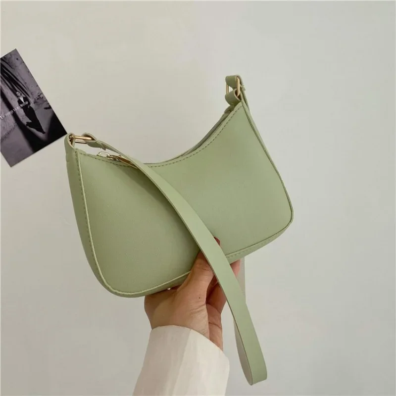 Fashion Handbag New Retro Solid Color PU Leather Shoulder Underarm Bag Women's Casual Hobos Purses and Handbags Ladies Hand Bags