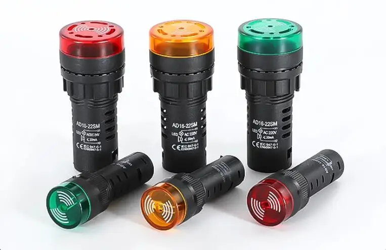 5PCS Intermittent sound Flash buzzer AD16-16SM AD16-22SM sound and light alarm 12/24/36/110/220V Indicator light signal lamp