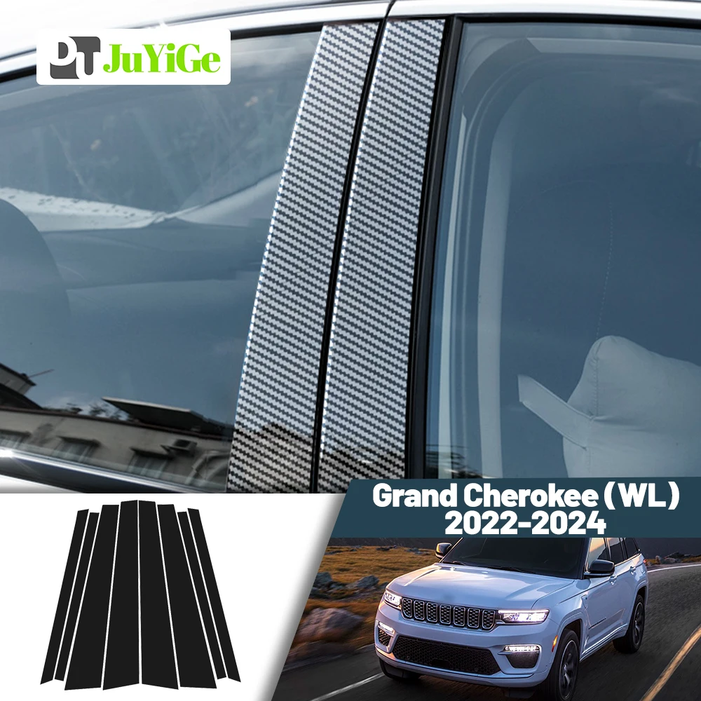 

Glossy Black Carbon Fiber Window Door Deal B C Pillar Post Cover Sticker For Jeep Grand Cherokee MK5 WL 2022-2024 2023