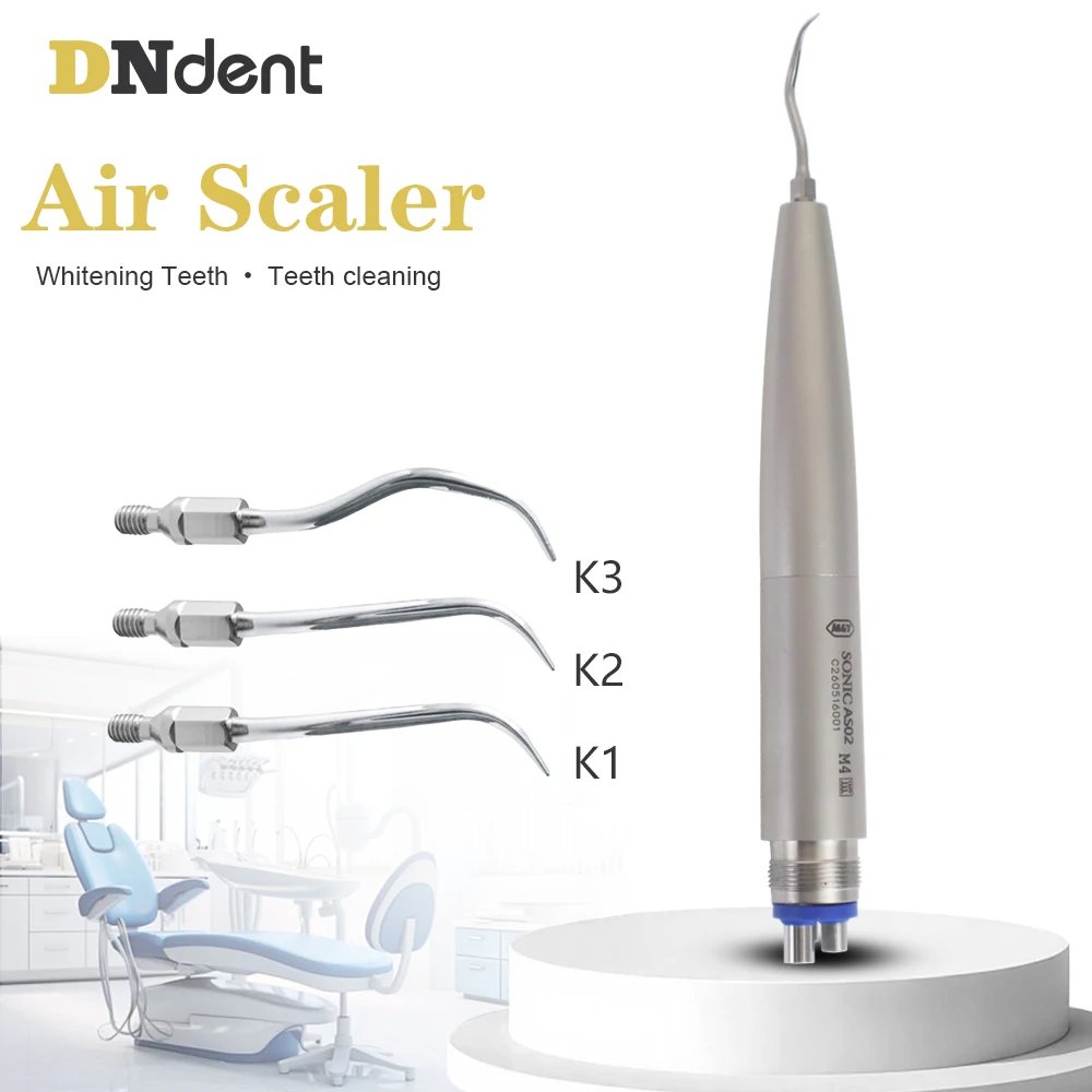 

Dental Hygienist Ultrasonic Air Scaler Perio Scaling Handpiece Cordless Teeth Cleaner Picks 4 Hole 3 Tips