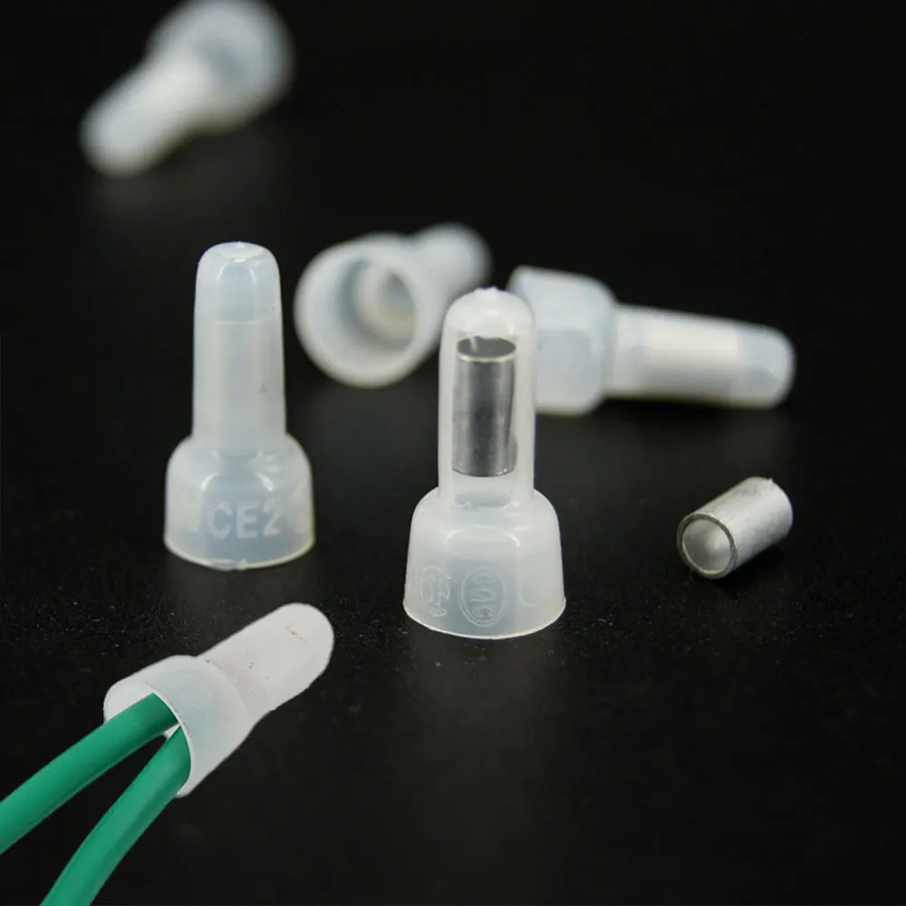 100PCS CE-2X Pacifier Wiring Cap Closed Terminal LED Crimping Nylon Cap Cable Quick Connector Pacifier Aluminum Tube 300v