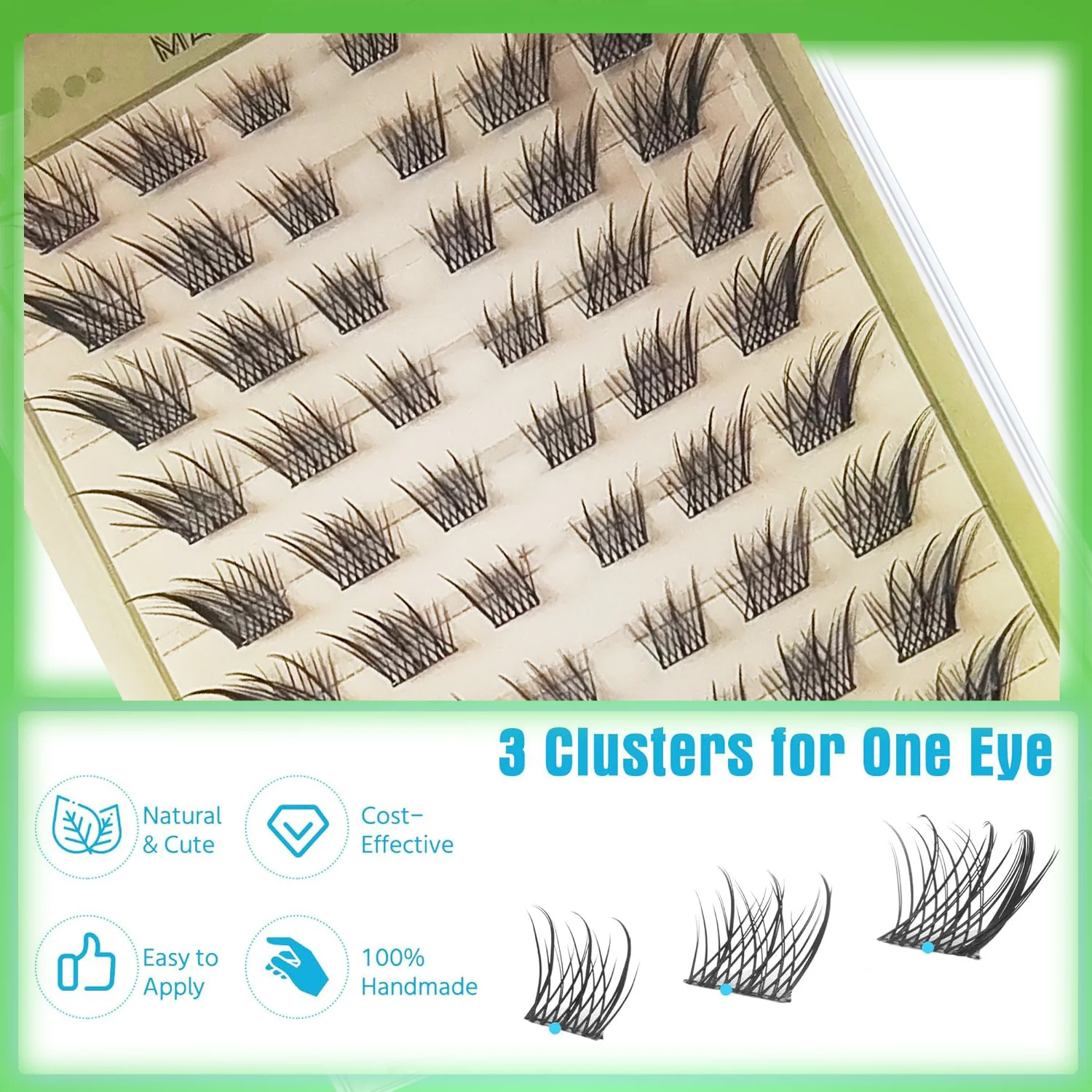 Marks Future Self-Adhesive False Eyelashes Natural Lazy Three-Step Devil Fishtail Segmented Eyelashes Realistic C-Curl Single Cluster Large Volume Beginner-Friendly False Eyelashes Fox Series Slanted Cartoon Eyelashes Create a Cool Makeup Look