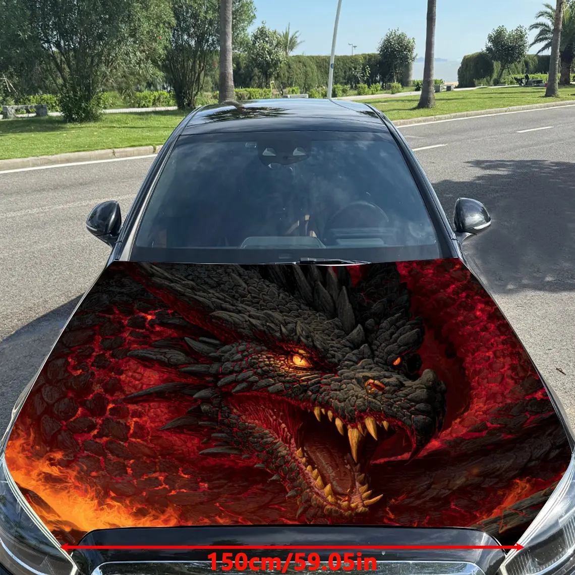 Dominant Fire Dragon Pattern  car hood stickers, waterproof self-adhesive, scratch resistant, easy to stick, durable car PVC sti