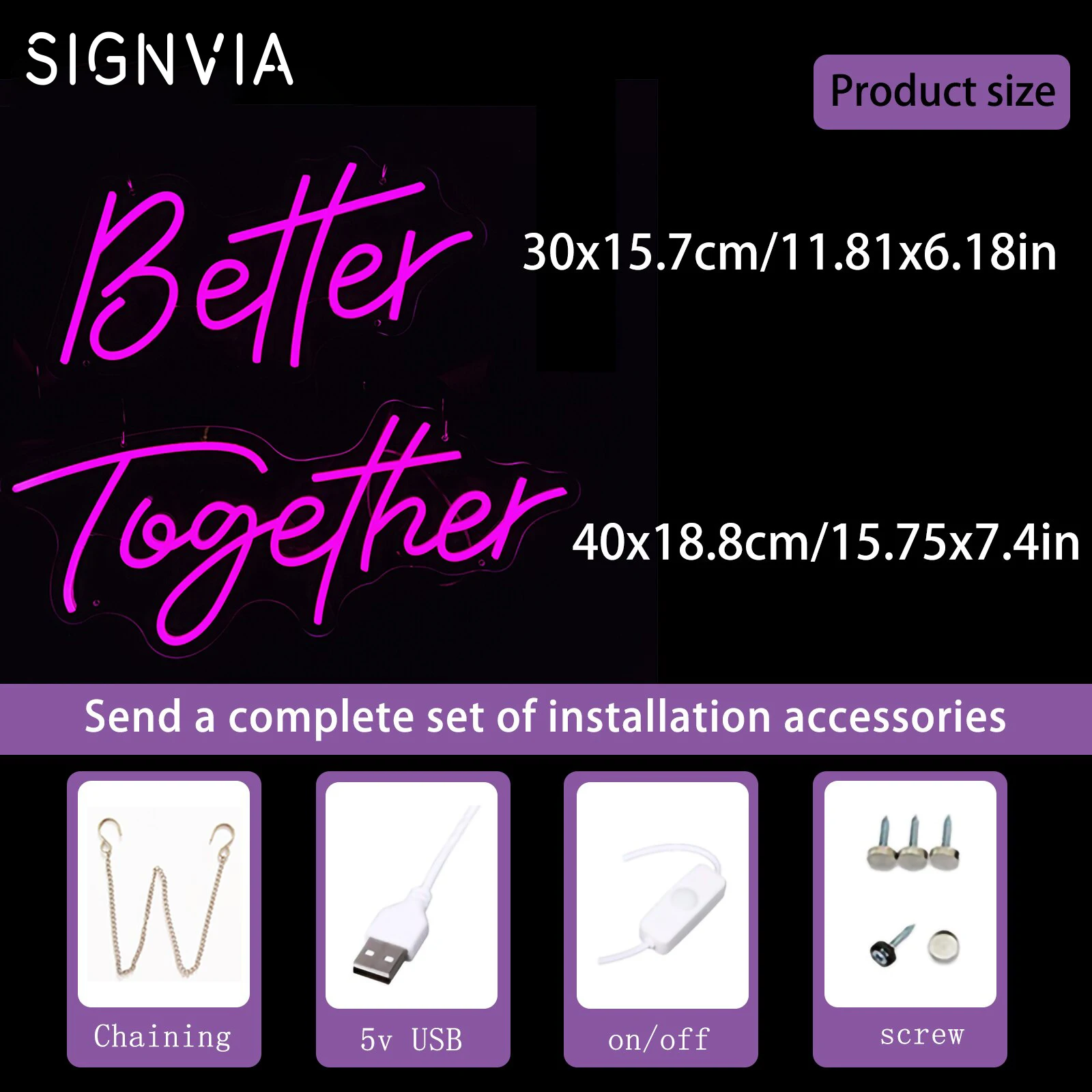 Imagem -05 - Better Together Neon Sign Led Light Home Art Casamento Bar Quarto Sala Estética Festa de Aniversário Clube Quarto Wall Decore Presentes