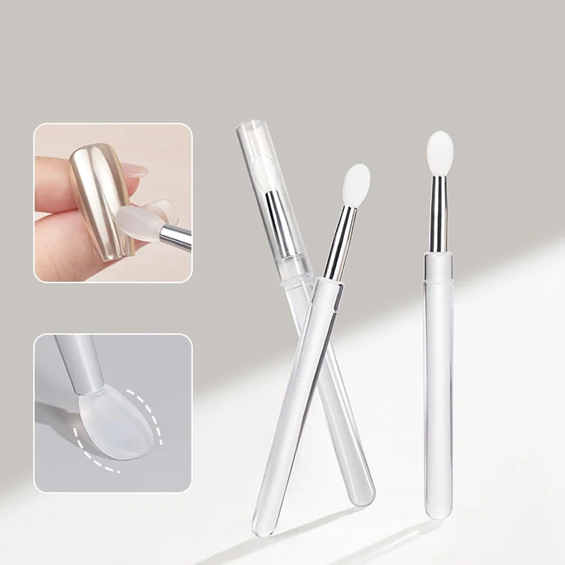 5pcs Multifunctional Silicone Nail Brush Reusable Universal Mirror Powder Pigment Nail Arts Tool Nail Powder Applicator Sticks