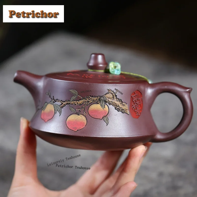 290ml Authentic Yixing Purple Clay Teapots Artists Handmade Purple Pot Raw Ore Purple Mud Tea Maker Kettle Zisha Tea Set Craft