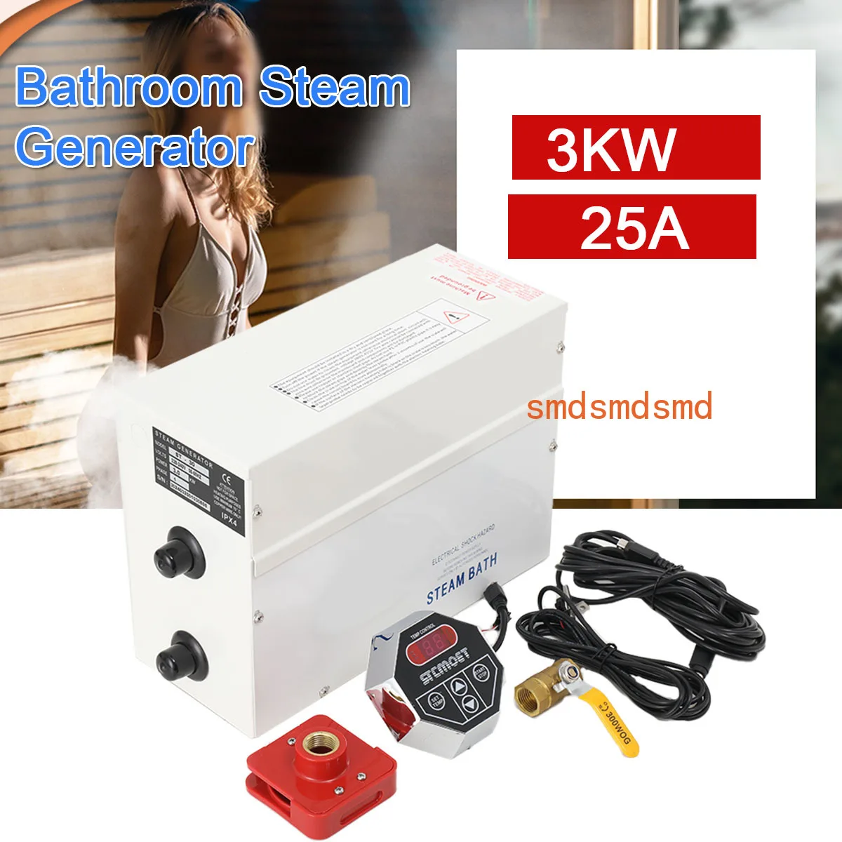 3KW Steam Generator Home Steam Machine Bathroom Sauna Equipment Sauna Bath SPA Steam Shower with Digital Controller