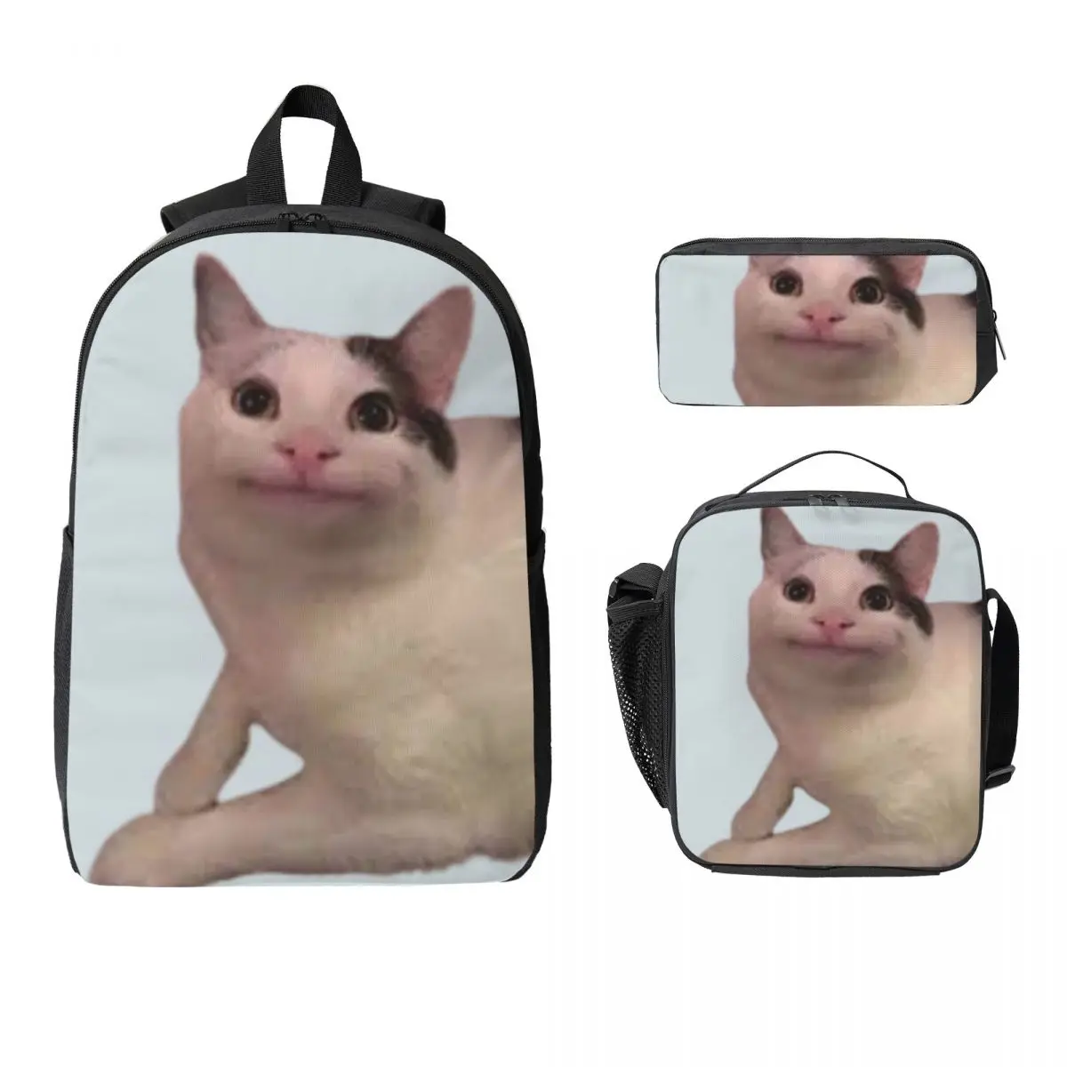 

Beluga Cat Backpack Boys Girls BookBag School Bag Laptop Shoulder Bags 3ps Insulated Lunch Bag Pencil Case