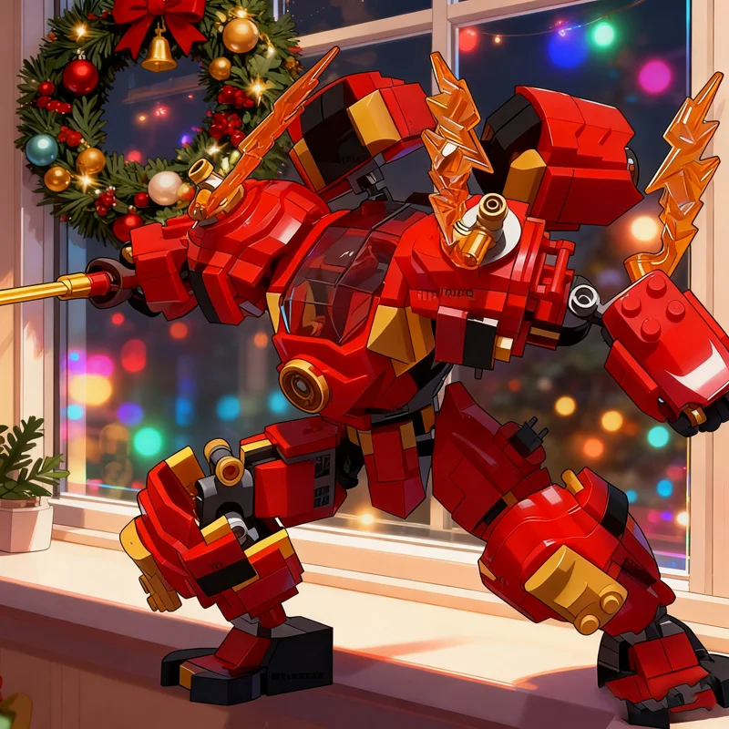 486pcs MOC Ninjia Kai's Upgraded Elemental Fire Mech V1.5 Model Building Blocks Christmas Gift Toys Construction Brick Craft Art