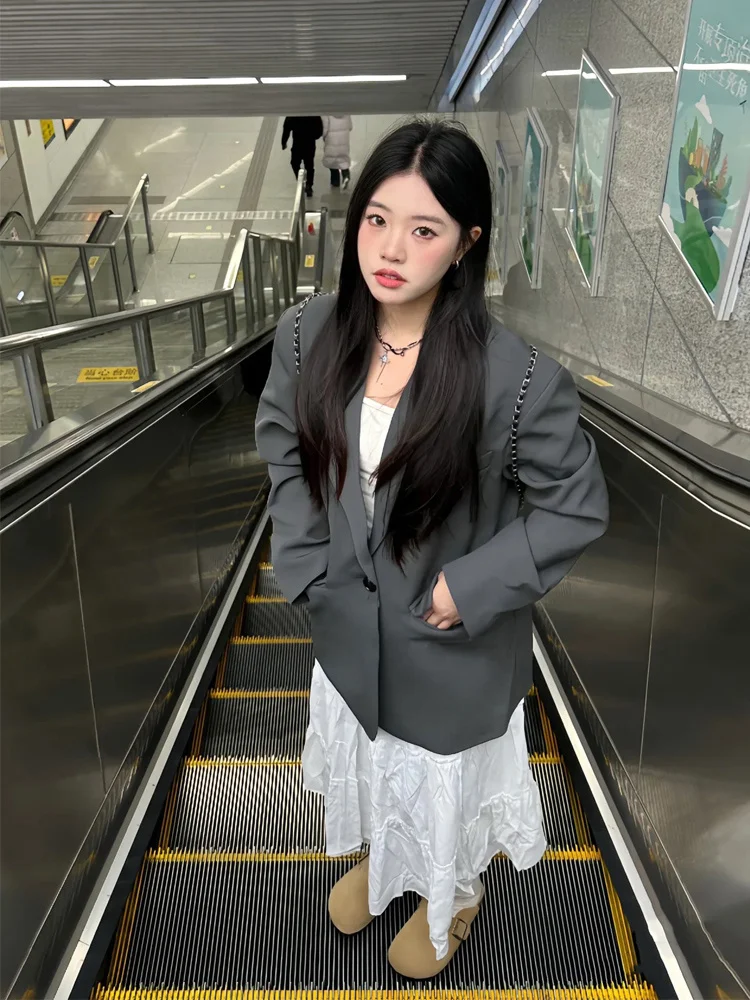 

Commute Blazer Overcoat Female Women'S Coats Stunning Star Diagonal Studded Napping Dimensional Ruffled Sumemr Ready Cool