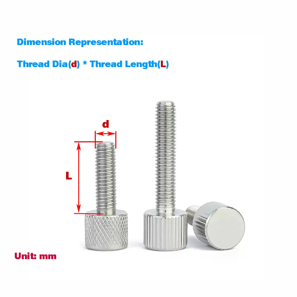 

304 Stainless Steel Circular Single Head Knurled Hand Screw M2M2.5M3M4M5M6