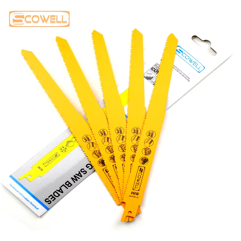 HSS Bimetallico M42 Cobalto 8% 9 Pollici 10/14TPI Lama per sega alternativa Denti variabili Lame per sega a sciabola per chiodi metallici Legno Drywal