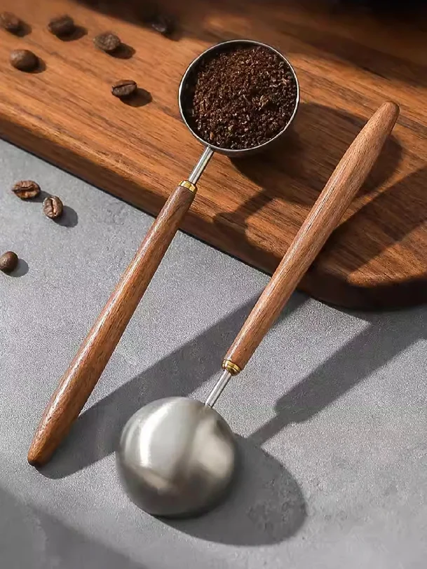 

Coffee Spoon .Vintage Walnut Wood Handle,Stainless Steel Coffee Scoop .Stainless Steel Tea Scoopand Seasoning Spoons