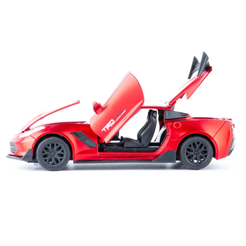 1:24 Alloy Die Cast corvette Toy Vehicle Simulation Sound Light Pull Back Collection Model Sports Car Toys