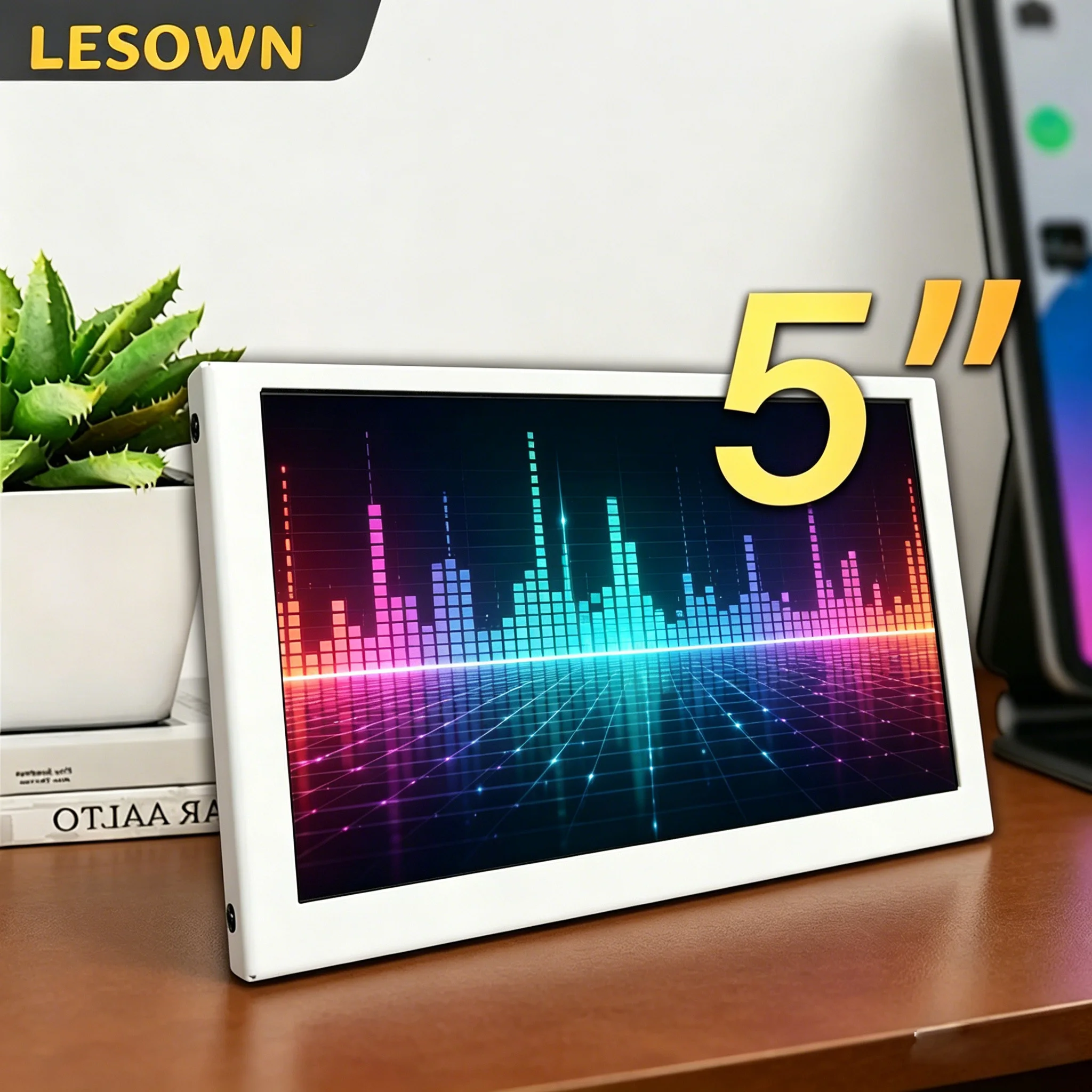 LESOWN 5 Inch Secondary Monitor 800x480 IPS LCD Portable Display Plug & Play Small Second Screen for Laptop PC Musical spectrum