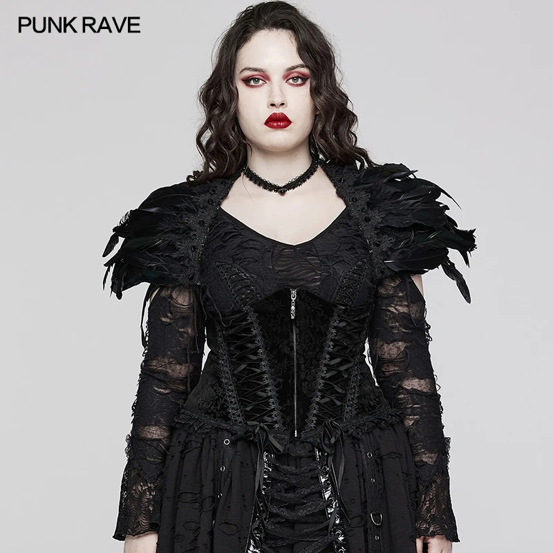 PUNK RAVE Women's Gothic Style Gorgeous Delicate Printing Corset Party Club Adjustmentable Rope Design Cummerbunds Accessories