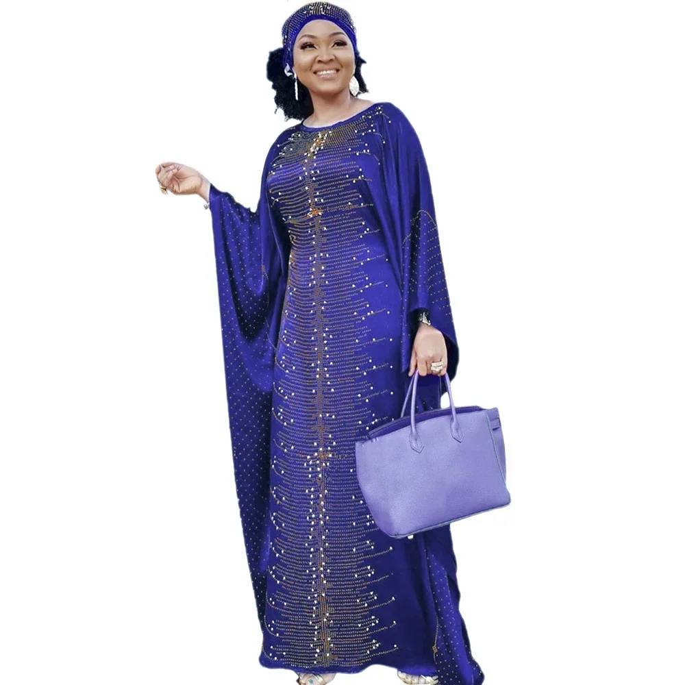 African Dresses for Women Muslim Fashion Abayas Boubou Dashiki Traditional Africa Clothes Ankara Outfit Evening Gown and Headtie