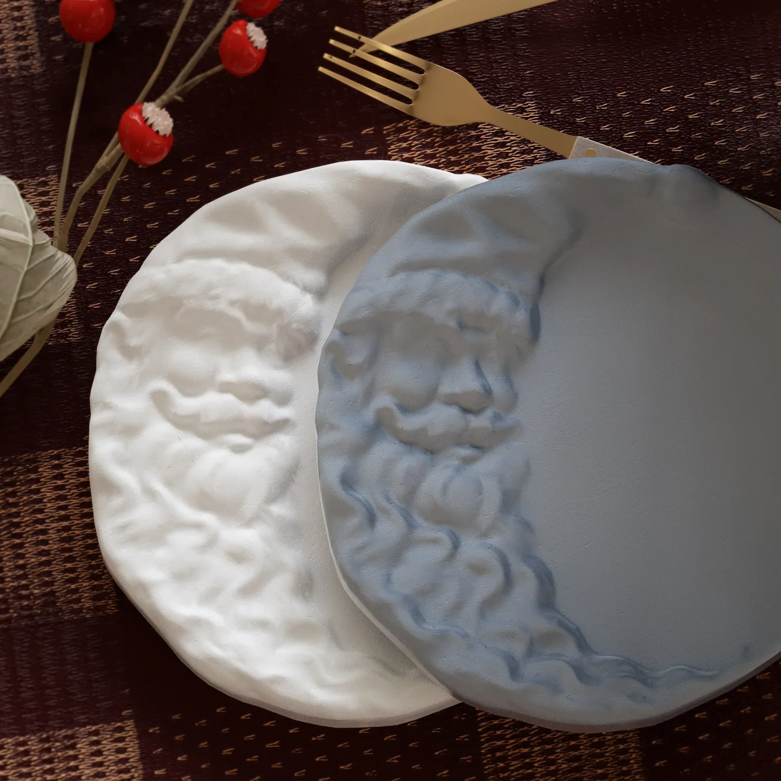 Moon Candle Tray Silicone Mold DIY Cement Plaster Aromatherapy Resin Handmade Dinner Plate Mold Santa Claus Plate Home Decor